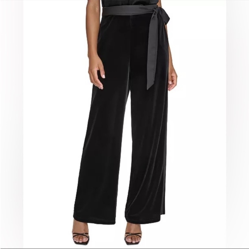 Karl Lagerfeld Paris Women's Velvet wide Leg Pants Black Size 4